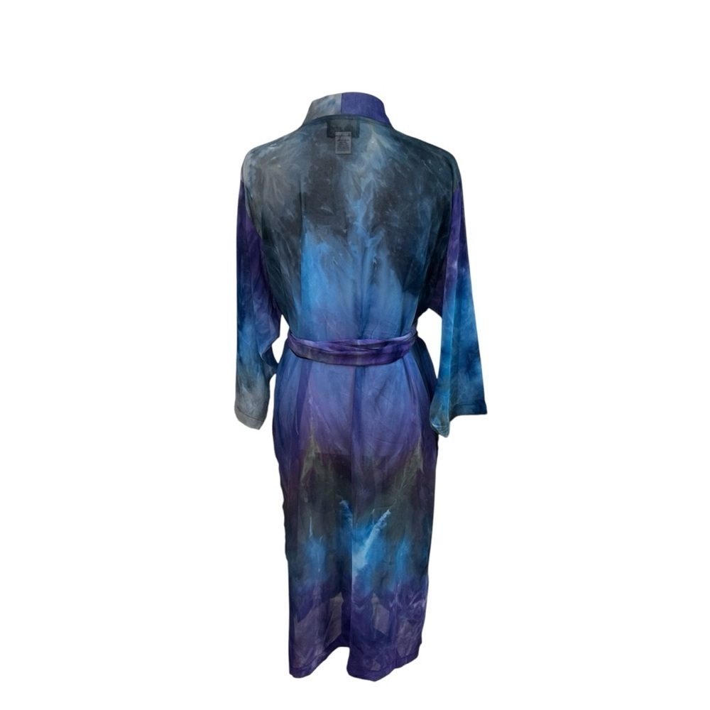 A Touch of Class Women's S / M Vintage Robe Kimono 1980's Tie-Dye Sheer Belted View 6